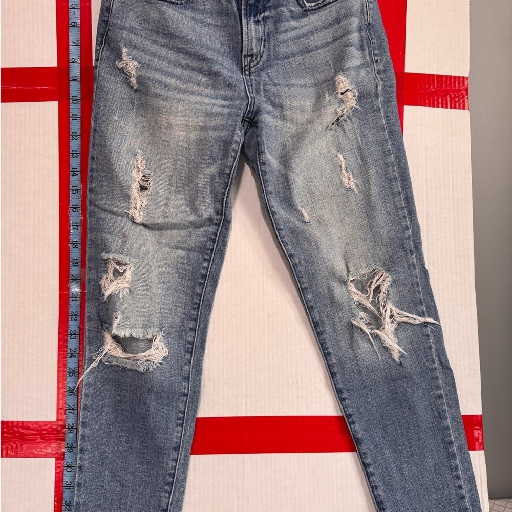 Forever 21 Blue Distressed Ankle Jeans